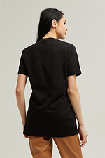 Long-cut black cotton T-shirt with branded logo Garne 9000522 photo №4