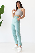 Summer high jeans in mint color with a ruffle at the waist  4014523 photo №2