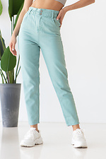 Summer high jeans in mint color with a ruffle at the waist  4014523 photo №3