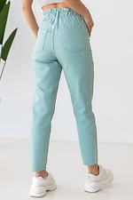 Летние высокие джинсы мятного цвета с рюшей на талии  4014523 фото №7