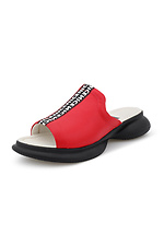 Massive red leather slippers in a sporty style  4205523 photo №2