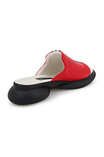 Massive red leather slippers in a sporty style  4205523 photo №3