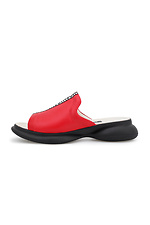 Massive red leather slippers in a sporty style  4205523 photo №5