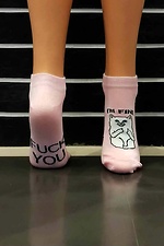 Высокие хлопковые носки розового цвета с котом R'N'B SOCKS 8024523 фото №1