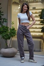 Жіночі джинси мом звужені Denim Mom коричневі Teamv 8034523 фото №3