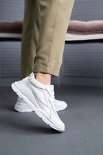 Шкіряні жіночі кросівки білі з сіточкою 8018524 фото №2
