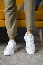 Шкіряні жіночі кросівки білі з сіточкою 8018524 фото №6