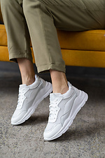 Шкіряні жіночі кросівки білі з сіточкою 8018524 фото №7