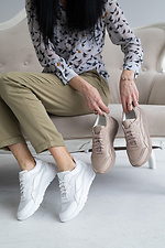 Шкіряні жіночі кросівки білі з сіточкою 8018524 фото №8