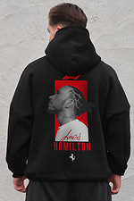 Herren Fleece-Kapuzenpullover mit Übergröße und Aufdruck Hamilton Schwarz Without 8055524 Foto №1