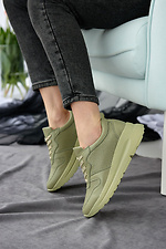 Зеленые летние кроссовки из натуральной кожи в перфорацию 8019525 фото №3