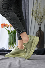Зеленые летние кроссовки из натуральной кожи в перфорацию 8019525 фото №5