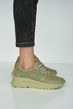 Зеленые летние кроссовки из натуральной кожи в перфорацию 8019525 фото №8