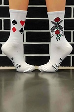 Високі бавовняні шкарпетки білого кольору з малюнком R'N'B SOCKS 8024526 фото №1