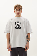 Бавовняна патріотрична футболка LUXURY оверсайз білого кольору GEN 9000526 фото №2