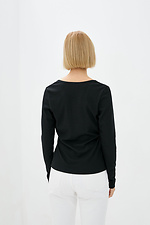 Black long-sleeved ribbed jersey with a plunging neckline Garne 3039527 photo №2