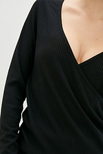 Black long-sleeved ribbed jersey with a plunging neckline Garne 3039527 photo №4