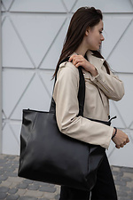 Large roomy black leatherette shopper bag Mamakazala 8039527 photo №2