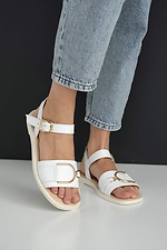 Open leather sandals for the summer with a buckle  8019528 photo №1