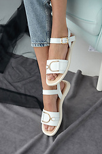 Open leather sandals for the summer with a buckle  8019528 photo №4