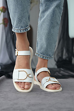 Open leather sandals for the summer with a buckle  8019528 photo №5