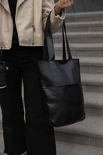 Large roomy black leatherette shopper bag Mamakazala 8039528 photo №4