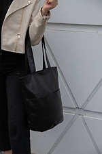 Large roomy black leatherette shopper bag Mamakazala 8039528 photo №6