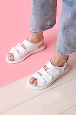 White Velcro Open Toe Leather Sandals  4205529 photo №1