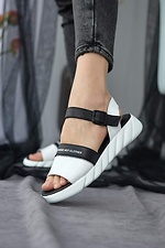 Open leather sandals for the summer with a buckle  8019529 photo №1