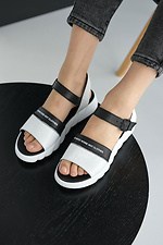 Open leather sandals for the summer with a buckle  8019529 photo №7