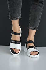 Open leather sandals for the summer with a buckle  8019529 photo №9
