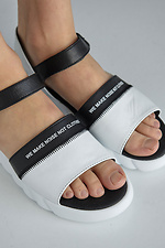Open leather sandals for the summer with a buckle  8019529 photo №10