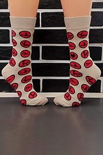 Высокие хлопковые носки бежевого цвета с рисунками R'N'B SOCKS 8024529 фото №1
