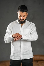 Herren-Leinenhemd aus dickem Leinen, schlicht, weiß Teamv 8034529 Foto №1