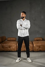 Herren-Leinenhemd aus dickem Leinen, schlicht, weiß Teamv 8034529 Foto №2
