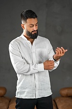 Herren-Leinenhemd aus dickem Leinen, schlicht, weiß Teamv 8034529 Foto №4
