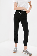 Черные стрейчевые джинсы мом с завышенной талией  4014530 фото №1