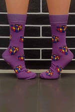 Высокие хлопковые носки фиолетового цвета с рисунком R'N'B SOCKS 8024531 фото №1