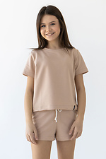 Літня бавовняна футболка IANINA-D бежевого кольору для дівчинки Garne 3034532 фото №1