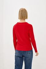 Red ribbed knit sweater with raglan long sleeves Garne 3039532 photo №2
