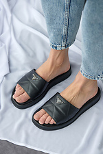 Black leather slippers for summer  8019532 photo №2