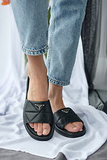 Black leather slippers for summer  8019532 photo №3