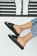 Black leather slippers for summer  8019532 photo №6