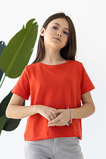 Летняя хлопковая футболка IANINA-D кирпичного цвета для девочки Garne 3034533 фото №7