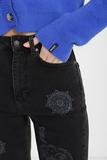 Чорні жіночі джинси завищеної посадки з малюнком мандали  4014533 фото №4