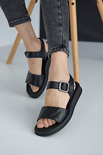 Black summer leather sandals with buckle  8019533 photo №1