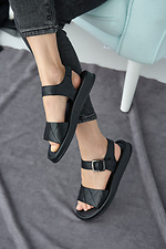 Black summer leather sandals with buckle  8019533 photo №4