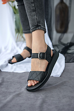 Black summer leather sandals with buckle  8019533 photo №7
