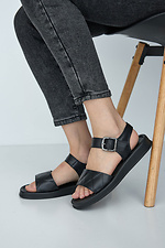 Black summer leather sandals with buckle  8019533 photo №8