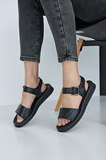 Black summer leather sandals with buckle  8019533 photo №9